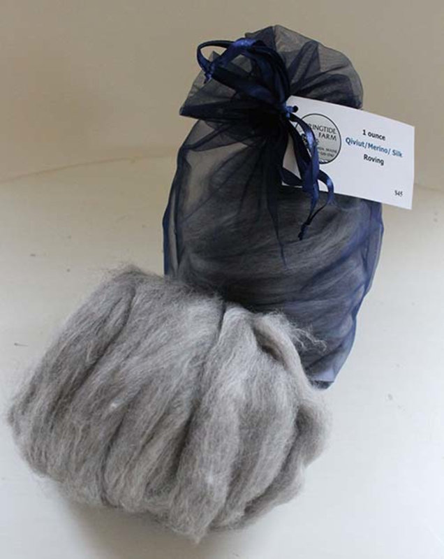 Qiviut/Merino/Silk Blend Roving